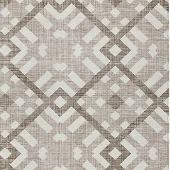 5' X 8' Taupe Brown And Ivory Geometric Washable Indoor Outdoor Area Rug