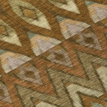3' X 5' Brown Beige And Artichoke Green Southwestern Washable Indoor Outdoor Area Rug