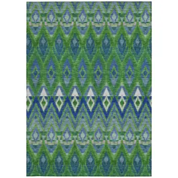 3' X 5' Green And Blue Southwestern Washable Indoor Outdoor Area Rug