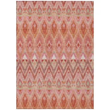 8' X 10' Pink Salmon And Blush Southwestern Washable Indoor Outdoor Area Rug