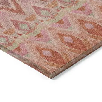 10' X 14' Pink Salmon And Blush Southwestern Washable Indoor Outdoor Area Rug