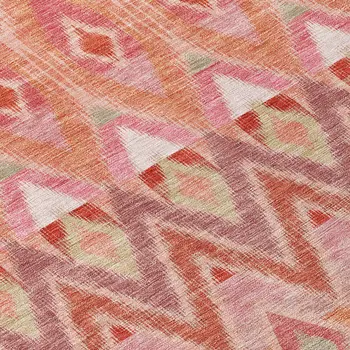 10' X 14' Pink Salmon And Blush Southwestern Washable Indoor Outdoor Area Rug