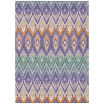 10' X 14' Purple Lilac And Orange Southwestern Washable Indoor Outdoor Area Rug