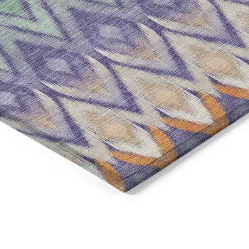10' X 14' Purple Lilac And Orange Southwestern Washable Indoor Outdoor Area Rug
