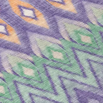10' X 14' Purple Lilac And Orange Southwestern Washable Indoor Outdoor Area Rug