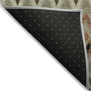 5' X 8' Taupe Olive Green And Beige Southwestern Washable Indoor Outdoor Area Rug
