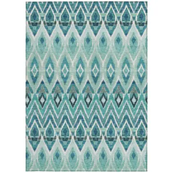 3' X 5' Teal Blue Aqua And Mint Green Southwestern Washable Indoor Outdoor Area Rug