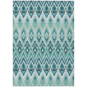 3' X 5' Teal Blue Aqua And Mint Green Southwestern Washable Indoor Outdoor Area Rug