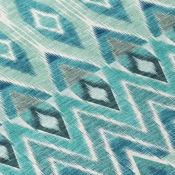 3' X 5' Teal Blue Aqua And Mint Green Southwestern Washable Indoor Outdoor Area Rug