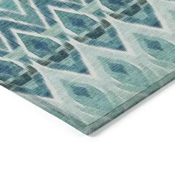 9' X 12' Teal Blue Aqua And Mint Green Southwestern Washable Indoor Outdoor Area Rug