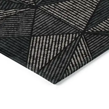 5' X 8' Black Charcoal And Gray Geometric Washable Indoor Outdoor Area Rug