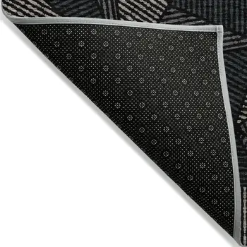 8' X 10' Black Charcoal And Gray Geometric Washable Indoor Outdoor Area Rug