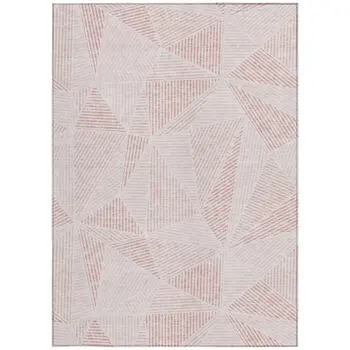 10' X 14' Blush And Pink Geometric Washable Indoor Outdoor Area Rug