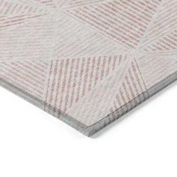 10' X 14' Blush And Pink Geometric Washable Indoor Outdoor Area Rug