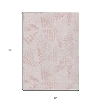 10' X 14' Blush And Pink Geometric Washable Indoor Outdoor Area Rug