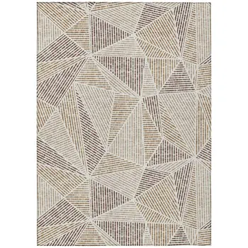 8' X 10' Brown Taupe And Beige Geometric Washable Indoor Outdoor Area Rug
