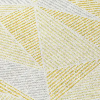 8' Gold Gray And Wheat Round Geometric Washable Indoor Outdoor Area Rug