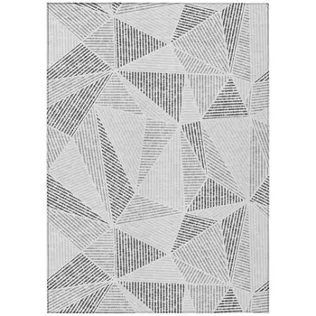 3' X 5' Gray Charcoal And Silver Geometric Washable Indoor Outdoor Area Rug