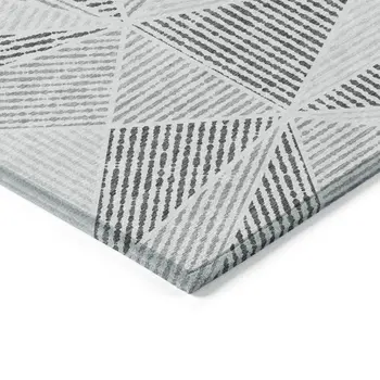 3' X 5' Gray Charcoal And Silver Geometric Washable Indoor Outdoor Area Rug