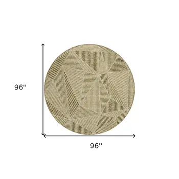 8' Khaki Brown And Beige Round Geometric Washable Indoor Outdoor Area Rug