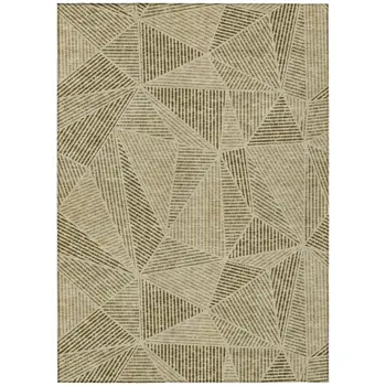 9' X 12' Khaki Brown And Beige Geometric Washable Indoor Outdoor Area Rug