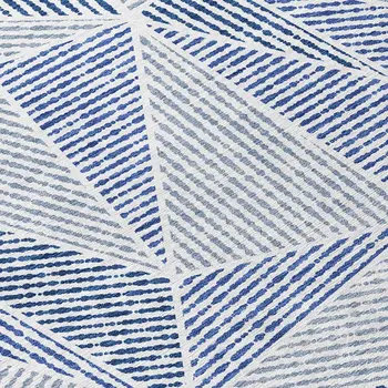 8' X 10' Navy Blue And Denim Blue Geometric Washable Indoor Outdoor Area Rug