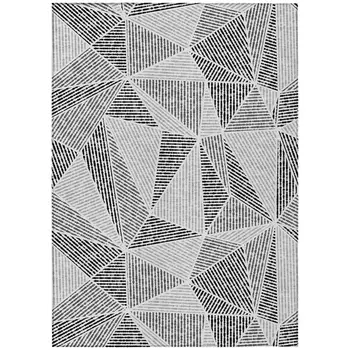 8' X 10' Pewter Charcoal And Gray Geometric Washable Indoor Outdoor Area Rug