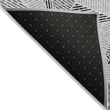8' X 10' Pewter Charcoal And Gray Geometric Washable Indoor Outdoor Area Rug