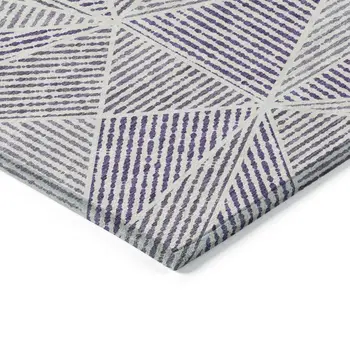8' X 10' Purple Lilac And Silver Geometric Washable Indoor Outdoor Area Rug