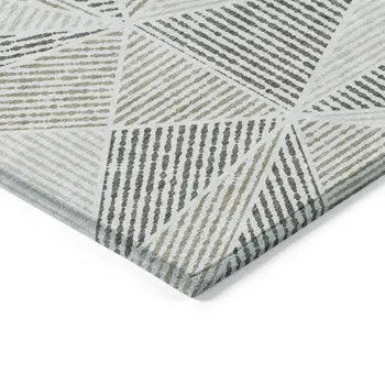 5' X 8' Taupe Brown And Beige Geometric Washable Indoor Outdoor Area Rug