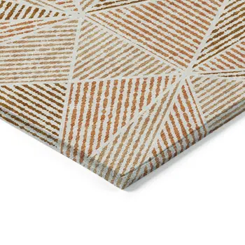 5' X 8' Terra Cotta Beige And Salmon Geometric Washable Indoor Outdoor Area Rug