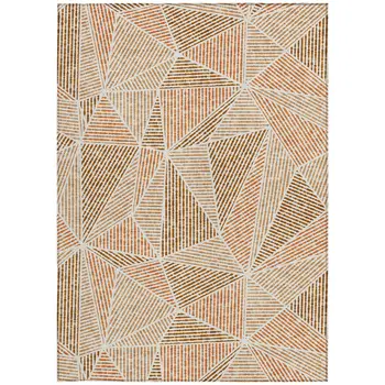 8' X 10' Terra Cotta Beige And Salmon Geometric Washable Indoor Outdoor Area Rug
