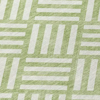 8' X 10' Artichoke Green And Ivory Geometric Washable Indoor Outdoor Area Rug
