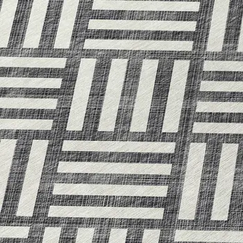 10' X 14' Black And Ivory Geometric Washable Indoor Outdoor Area Rug