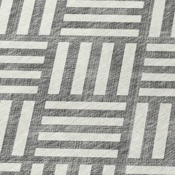 5' X 8' Charcoal And Ivory Geometric Washable Indoor Outdoor Area Rug