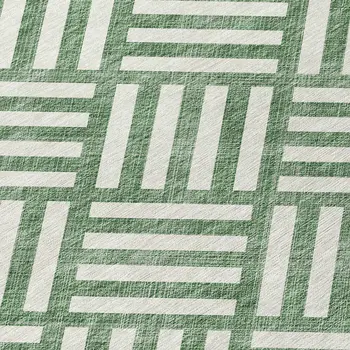 5' X 8' Green And Ivory Geometric Washable Indoor Outdoor Area Rug