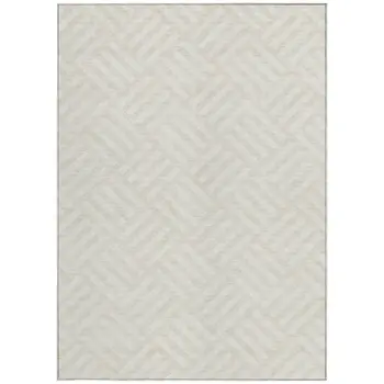 8' X 10' Ivory And Beige Geometric Washable Indoor Outdoor Area Rug