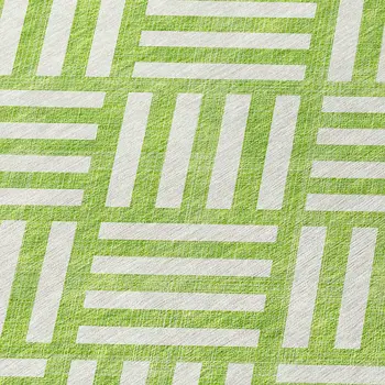3' X 5' Lime Green And Ivory Geometric Washable Indoor Outdoor Area Rug