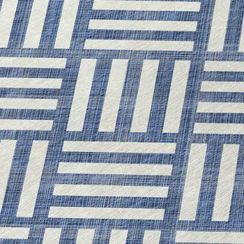 5' X 8' Navy Blue And Ivory Geometric Washable Indoor Outdoor Area Rug
