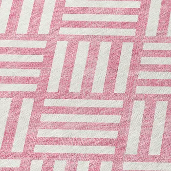 3' X 5' Pink And Ivory Geometric Washable Indoor Outdoor Area Rug