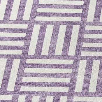 8' Purple And Ivory Round Geometric Washable Indoor Outdoor Area Rug