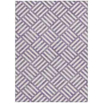 10' X 14' Purple And Ivory Geometric Washable Indoor Outdoor Area Rug
