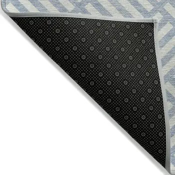 3' X 5' Sky Blue And Ivory Geometric Washable Indoor Outdoor Area Rug