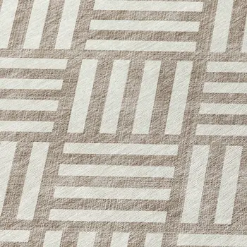 10' X 14' Taupe And Ivory Geometric Washable Indoor Outdoor Area Rug