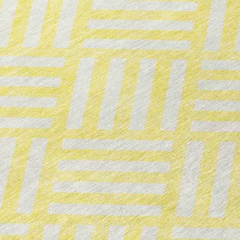 5' X 8' Yellow And Ivory Geometric Washable Indoor Outdoor Area Rug