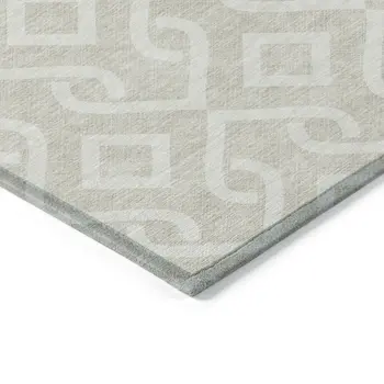 5' X 8' Beige And Ivory Geometric Washable Indoor Outdoor Area Rug