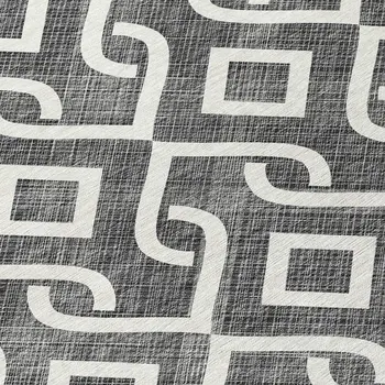 8' X 10' Black And Ivory Geometric Washable Indoor Outdoor Area Rug