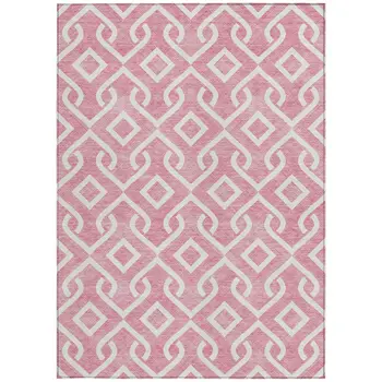 3' X 5' Blush And Ivory Geometric Washable Indoor Outdoor Area Rug