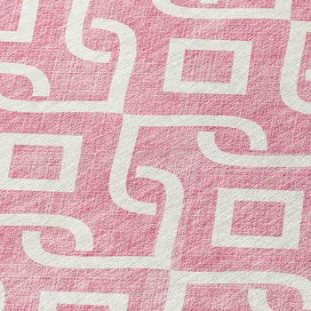 8' X 10' Blush And Ivory Geometric Washable Indoor Outdoor Area Rug