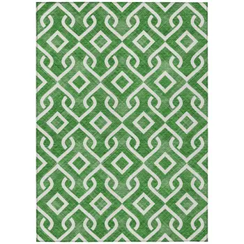 10' X 14' Emerald And Ivory Geometric Washable Indoor Outdoor Area Rug